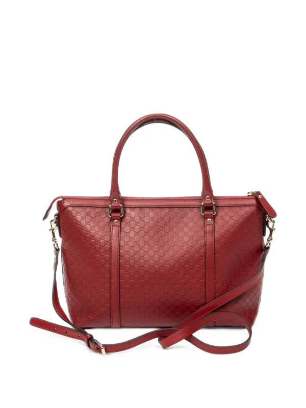 GUCCI グッチ マイクログッチシマレザー ハンドバッグ Gucci Pre-Owned マイクログッチシマ レザーハンドバッグ | レッド