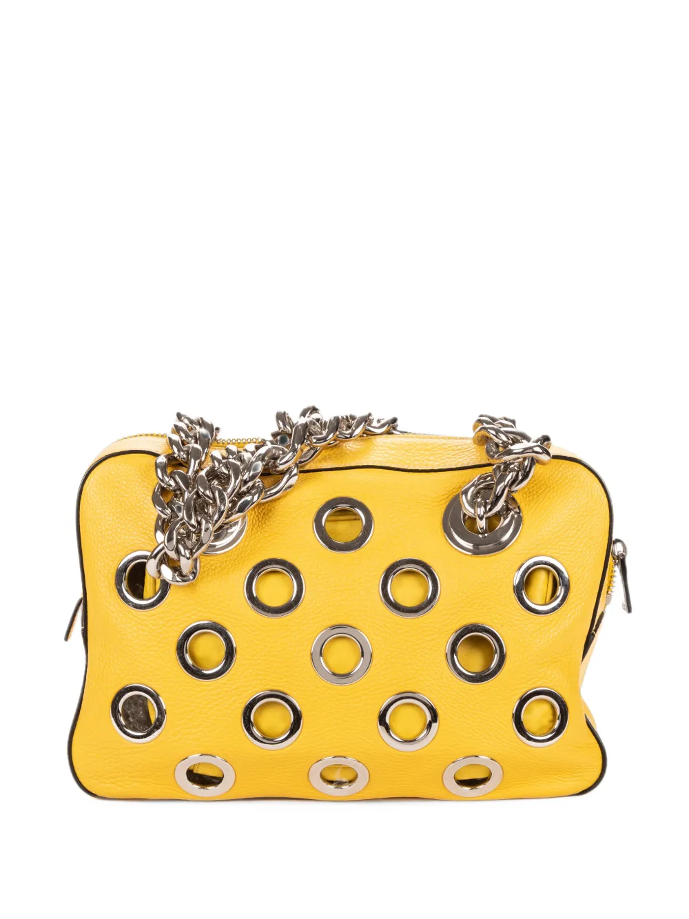 Prada Pre-Owned Grommet Vitello Daino leather shoulder bag - Giallo