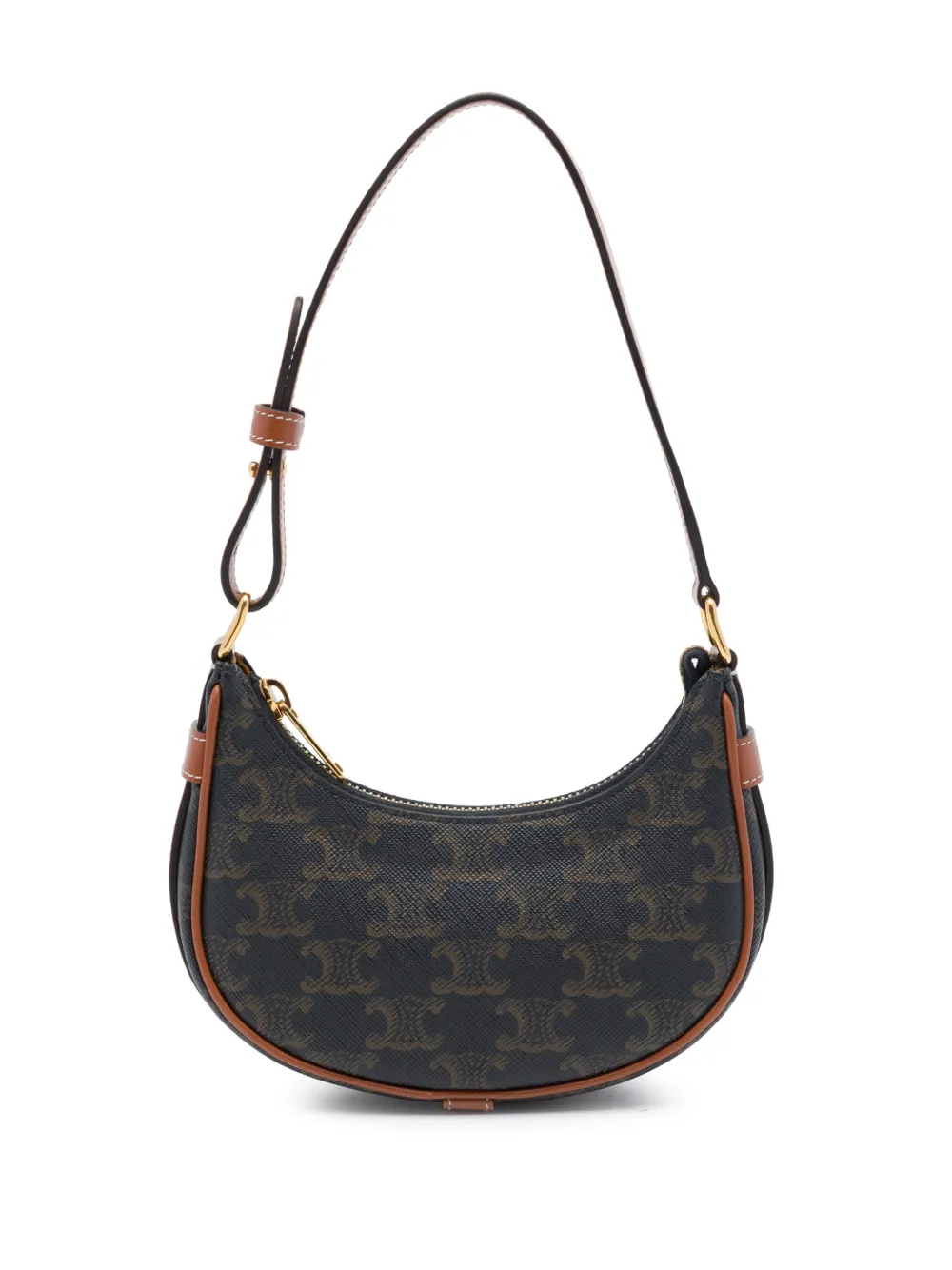 Celine Pre-Owned 2021 Mini Triomphe Coated Canvas Ava shoulder bag - Braun