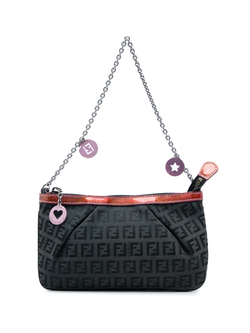 Fendi Pre-Owned 2010-2026 Zucchino Canvas Chain Pochette shoulder bag - Nero
