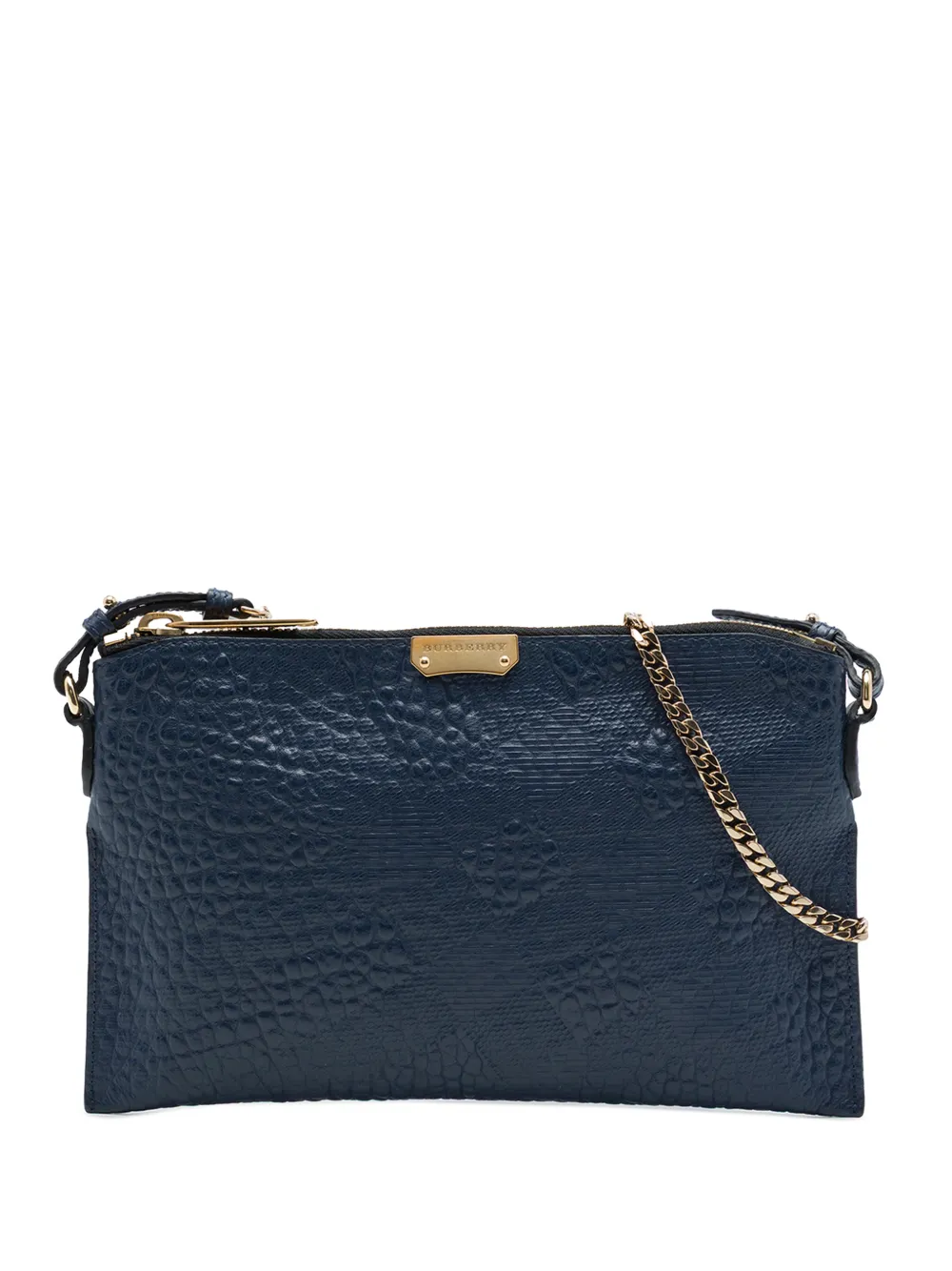 Burberry Pre-Owned 2000-2017 Small Grain Check Embossed Leather Chichester crossbody bag - Blue