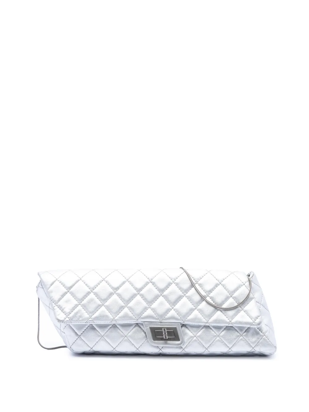 CHANEL Pre-Owned 2008-2009 Quilted Metallic Lambskin Reissue 2.55 Clutch With Chain shoulder bag - Silver