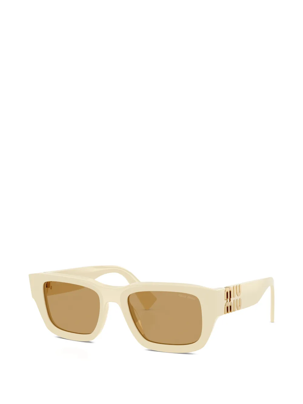 Miu Eyewear logo-plaque rectangle-frame sunglasses Beige
