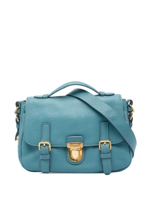 Prada Pre-Owned bolsa satchel tipo mensajero de piel de becerro texturizada con hebilla doble y cierre a presión 2010-2026
