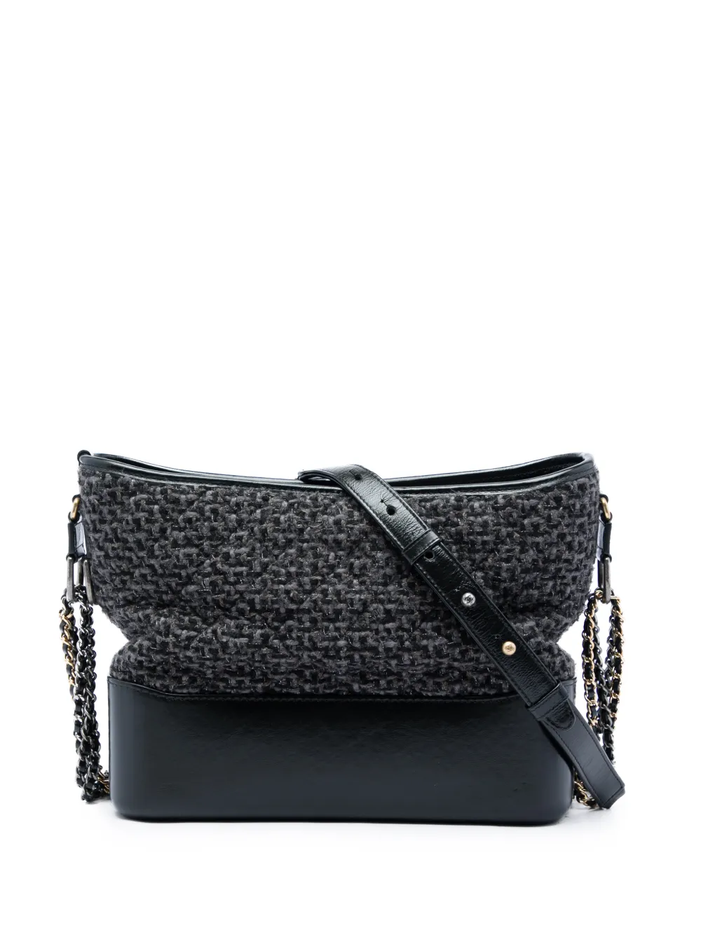 CHANEL Pre-Owned 2018-2019 Medium Tweed and Calfskin Gabrielle crossbody bag - Black