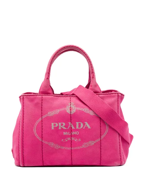 Prada Pre-Owned bolsa satchel Canapa pequeña de lona con logo 2013-2026