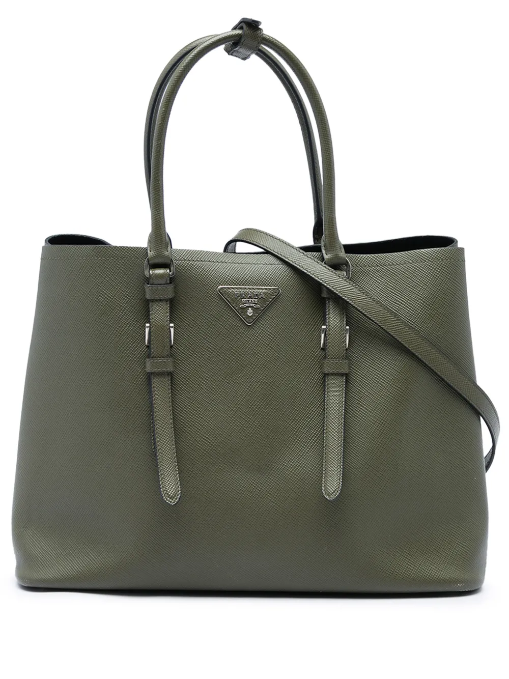 Prada Pre-Owned 2013-2026 Large Saffiano Cuir Double Handle satchel - Grün