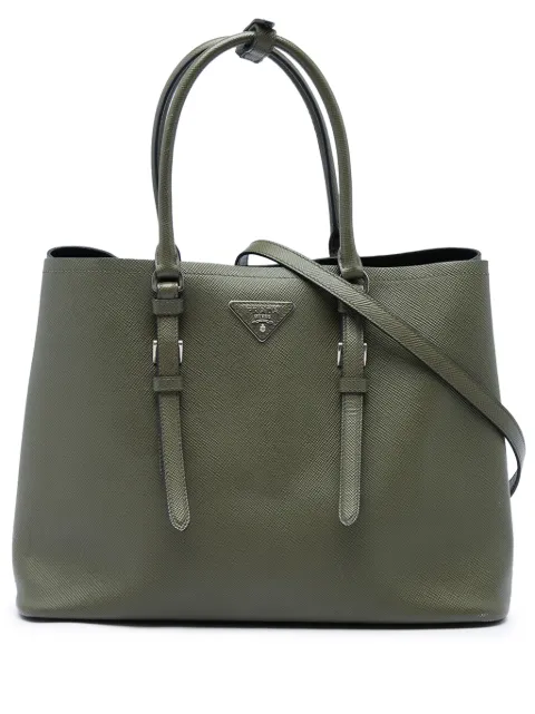 Prada Pre-Owned bolsa satchel grande de piel Saffiano con doble asa 2013-2026