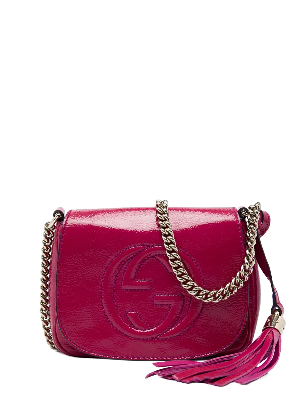 Gucci Pre-Owned 2016-2026 Small Patent Soho Chain Flap crossbody bag - Pink
