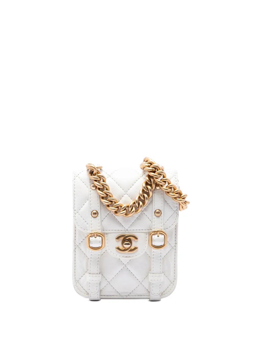 CHANEL Pre-Owned 2021-2026 Mini Aged Calfskin City School Flap satchel - White