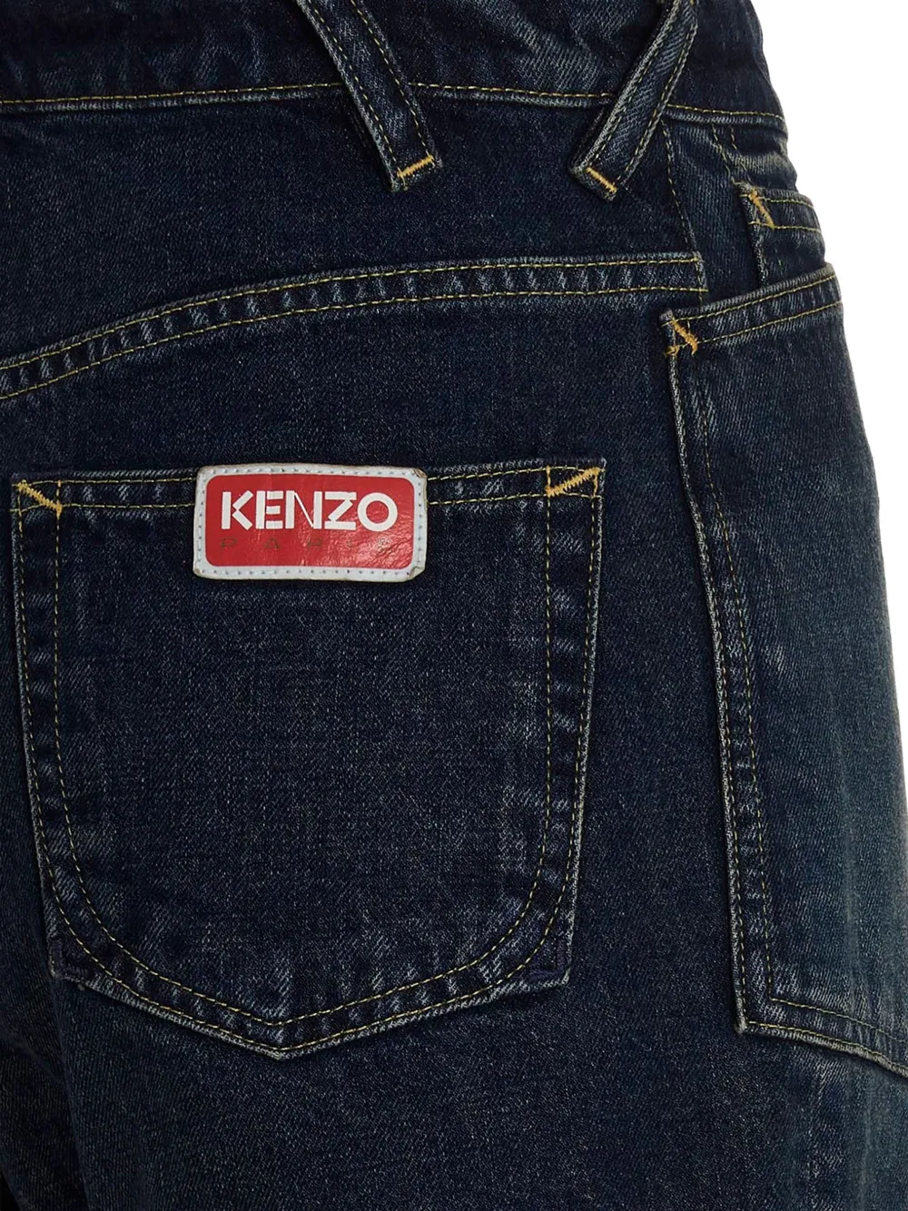 Kenzo logo-patch denim shorts Blauw