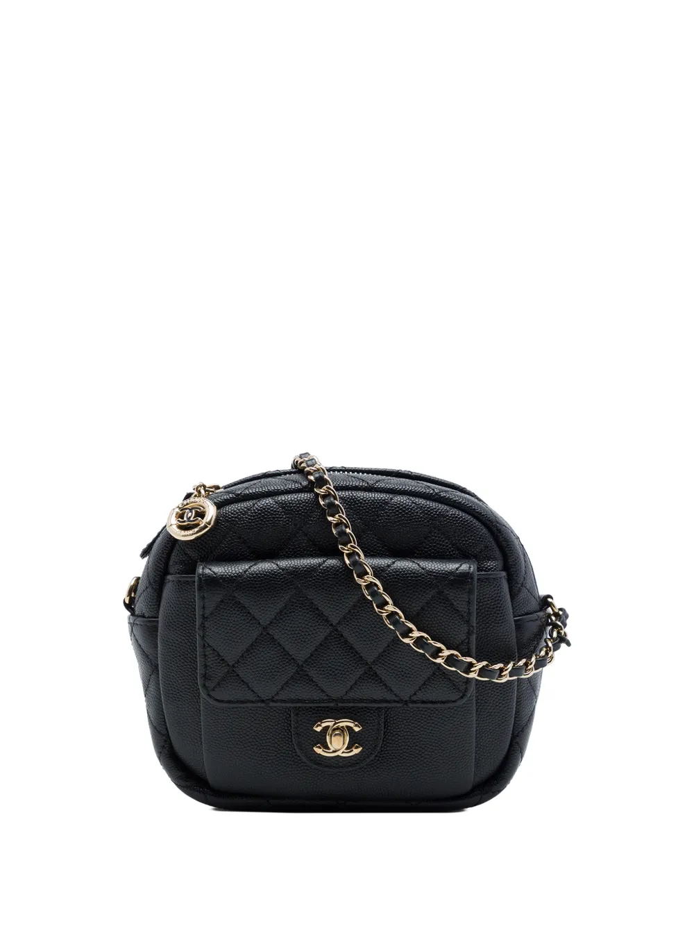 CHANEL Pre-Owned 2019 CC Quilted Caviar Day Camera Bag crossbody bag - Black