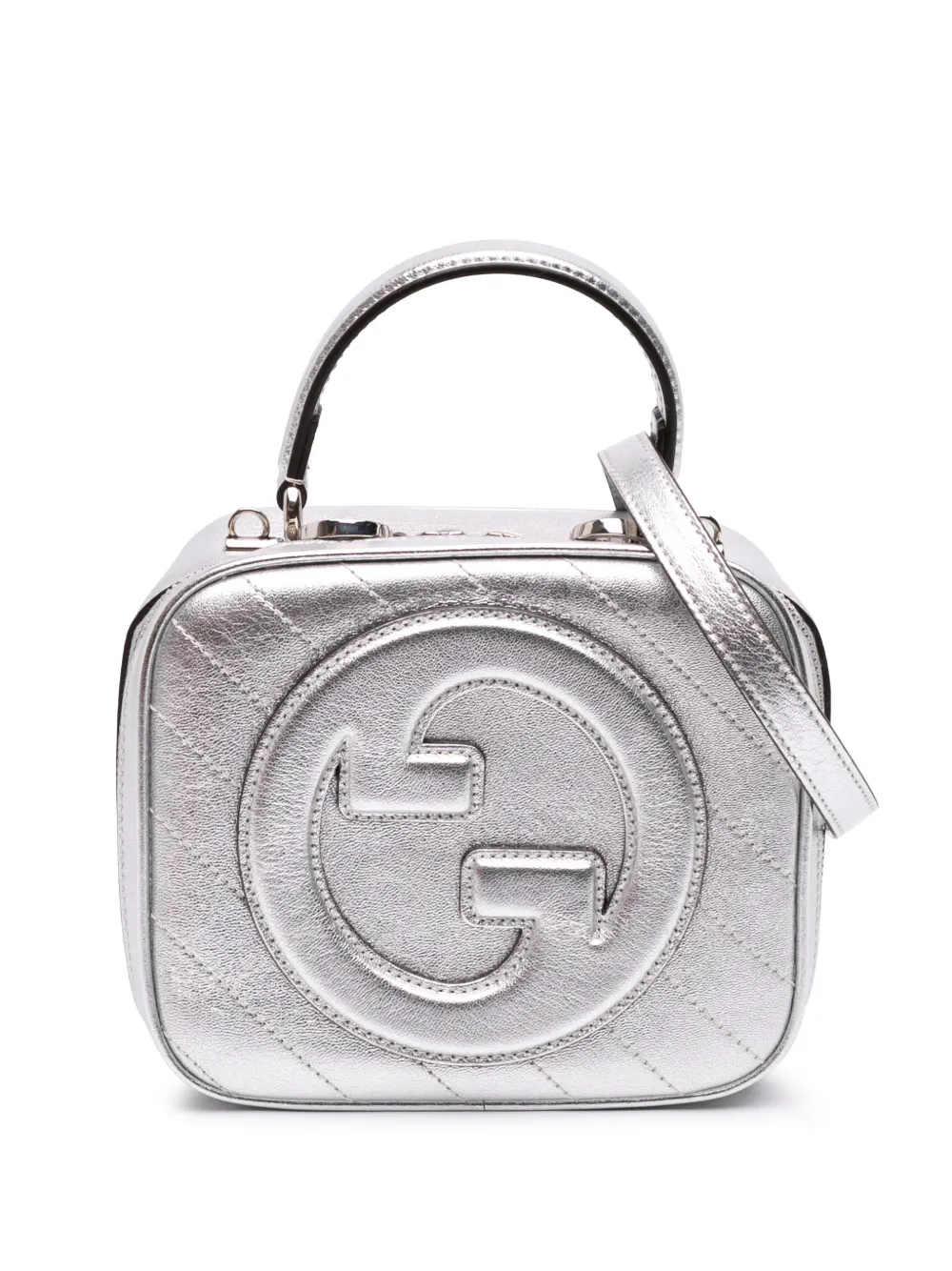 Gucci Pre-Owned 2016-2026 Matelasse Metallic Calfskin Blondie Top Handle satchel - Argento