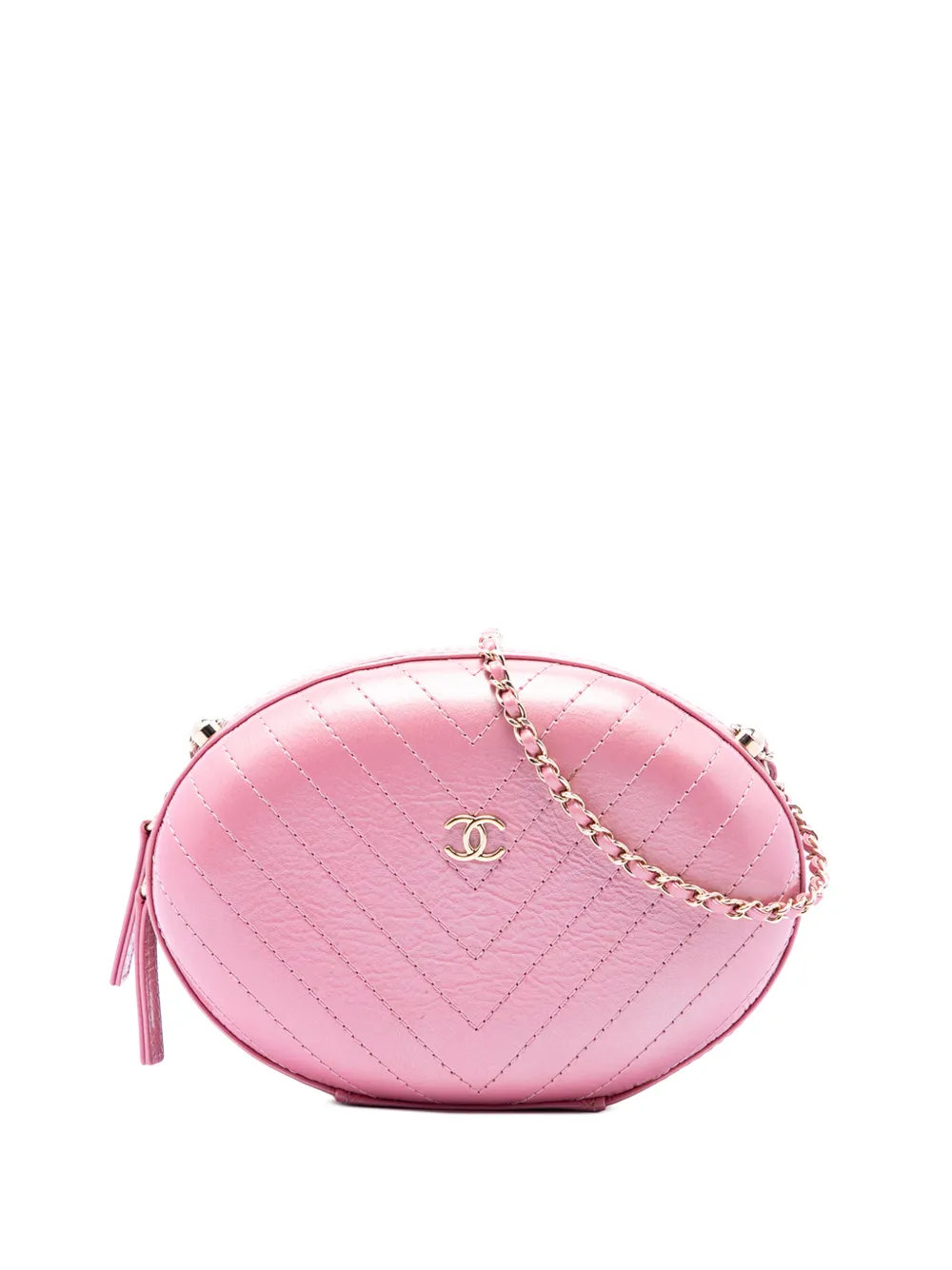 CHANEL Pre-Owned 2018-2019 Chevron Stitched Calfskin La Pausa Evening Bag crossbody bag - Pink