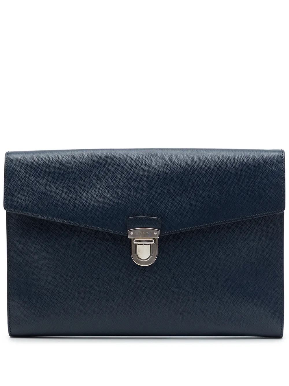 Prada Pre-Owned 2013-2026 Large Saffiano Lux Envelope Pushlock clutch bag - Blu