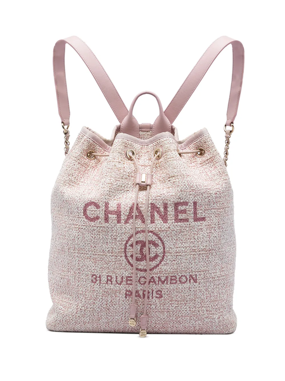 CHANEL Pre-Owned 2019 Tweed Deauville Drawstring backpack - Pink