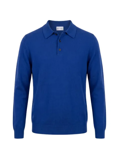 Paul Smith cobalt blue cashmere long-sleeve polo shirt