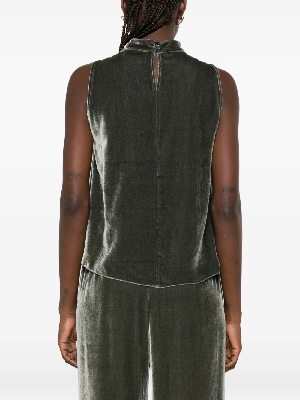 Forte velvet high-neck top Groen