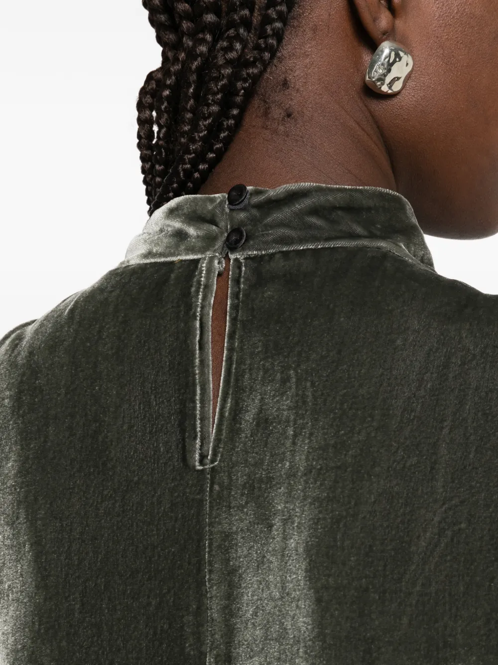 Forte velvet high-neck top Groen