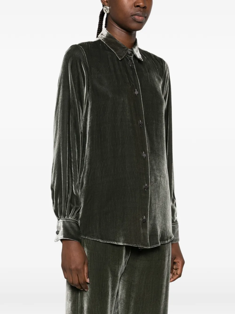 Forte buttoned velvet shirt Grijs