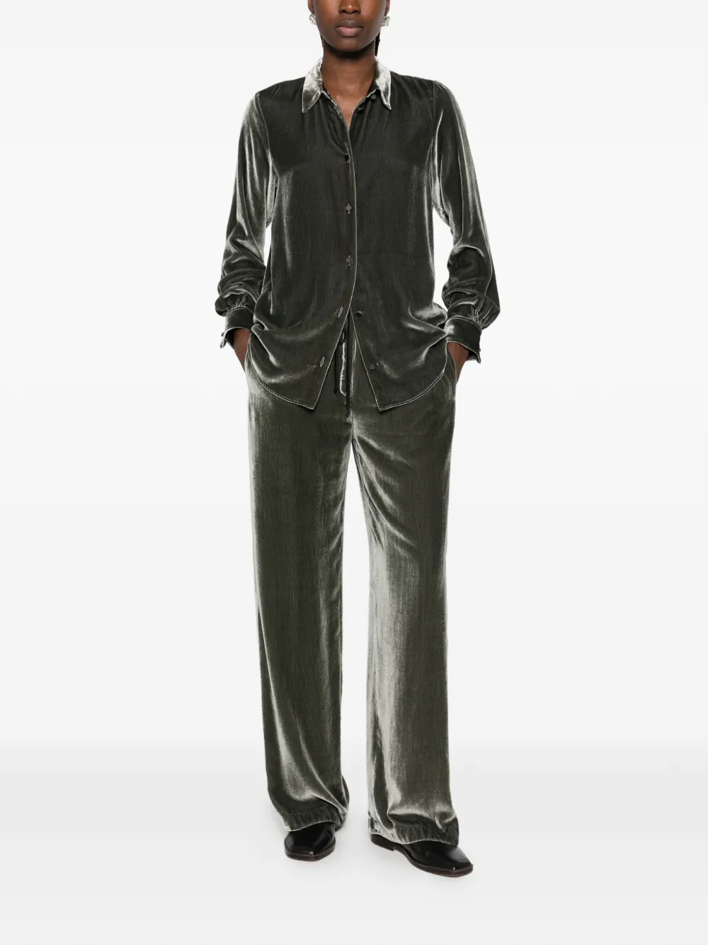 Forte buttoned velvet shirt Grijs