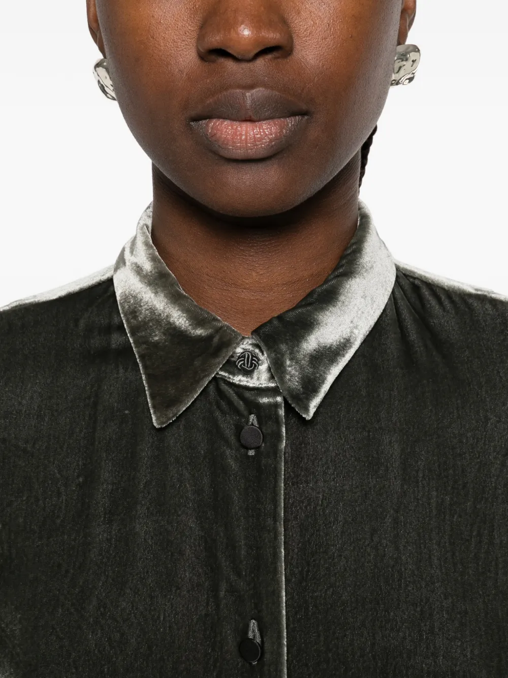 Forte buttoned velvet shirt Grijs