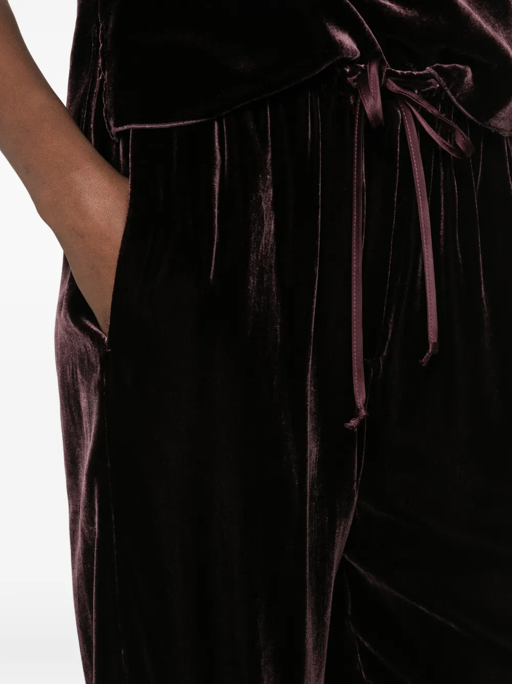 Forte velvet drawstring trousers Paars