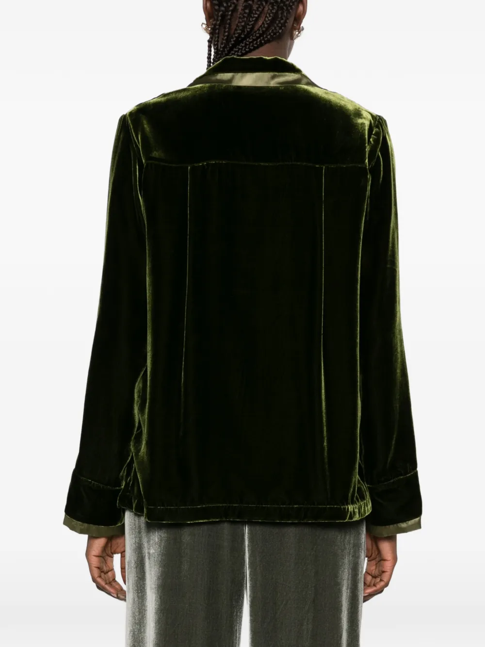 Forte buttoned velvet shirt Groen