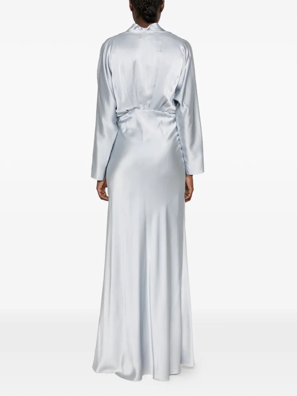 Forte V-neck silk satin maxi dress Grijs