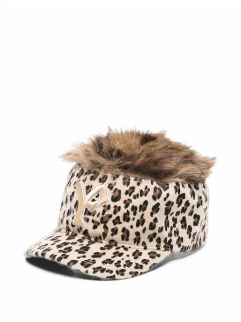 PDF leopard-print faux-fur baseball cap