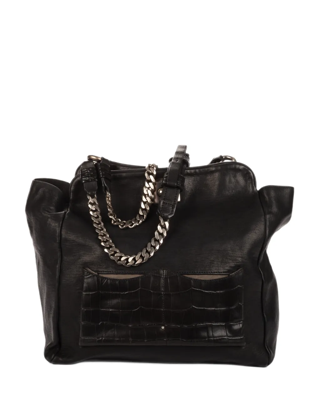 Chloé Pre-Owned crocodile-embossed front-pocket shoulder bag - Schwarz