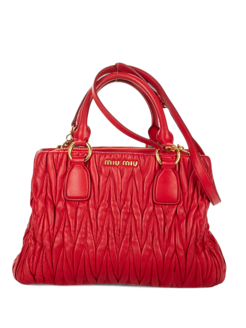 Miu Miu Pre-Owned matelassé leather tote bag - Rouge Miu Miu Pre-Owned matelassé leather tote bag - Rouge