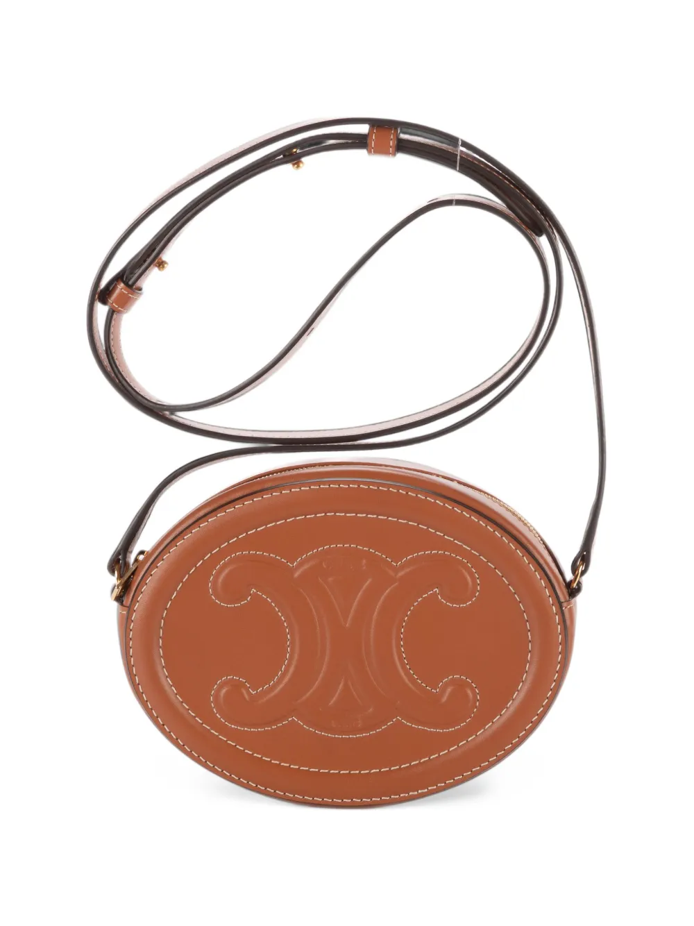 Celine Pre-Owned Cuir Triomphe oval shoulder bag - Braun