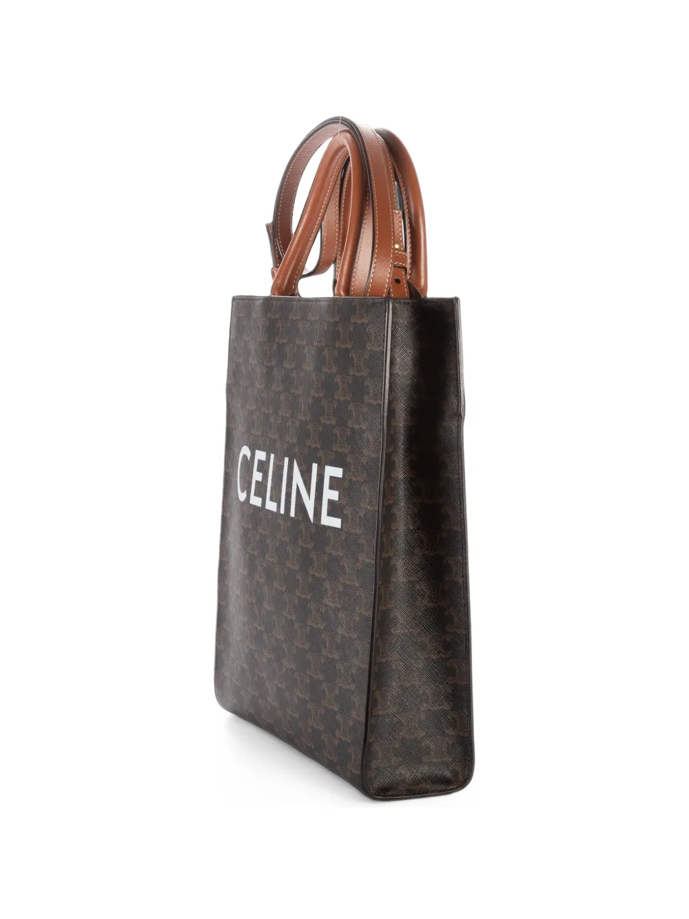 Celine Pre-Owned small Triomphe Coated Canvas Vertical Cabas tote bag Bruin