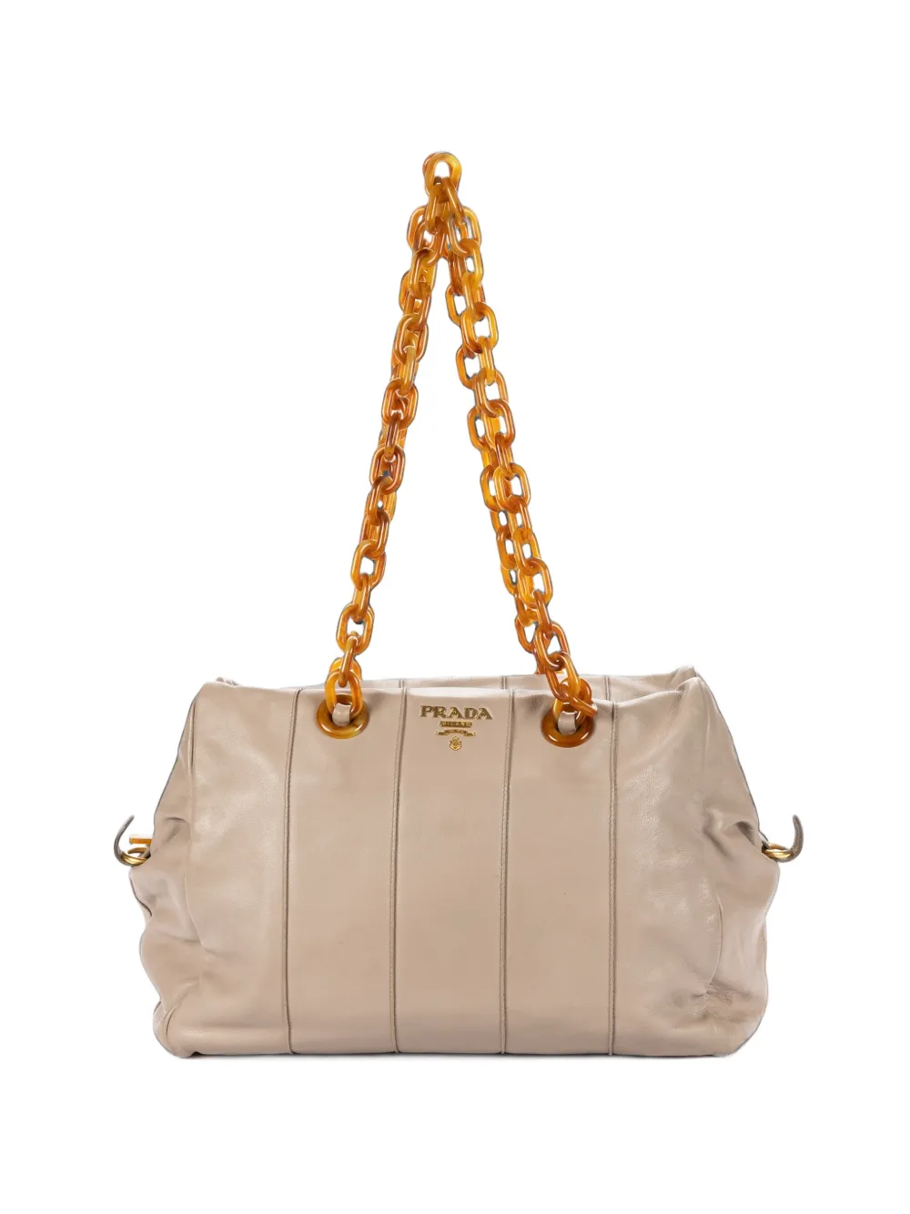 Prada Pre-Owned logo-plaque panelled shoulder bag - Toni neutri