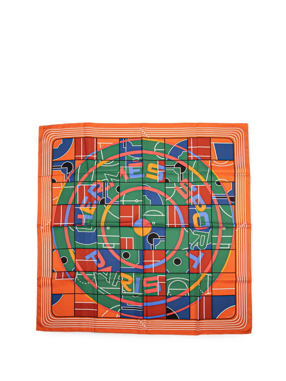 Pre-owned Hermes Hermès Sport Anamorphée Scarf In Orange