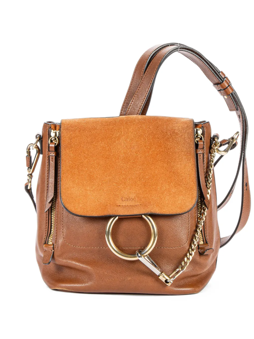 Chloé Pre-Owned small Faye ring-detail backpack - Braun