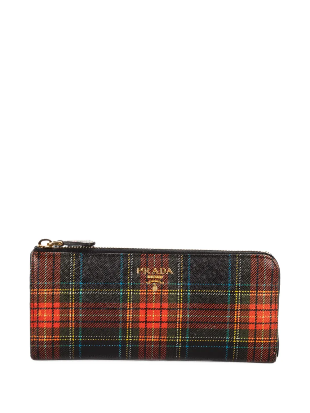 Prada Pre-Owned plaid zip-around wallet - Schwarz