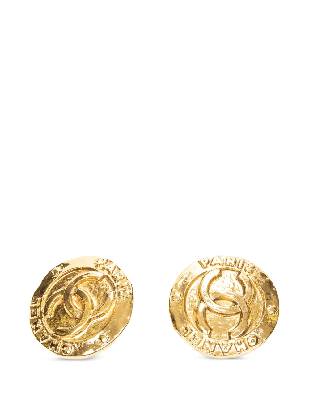 CHANEL Pre-Owned CC round medal clip-on earrings - Oro