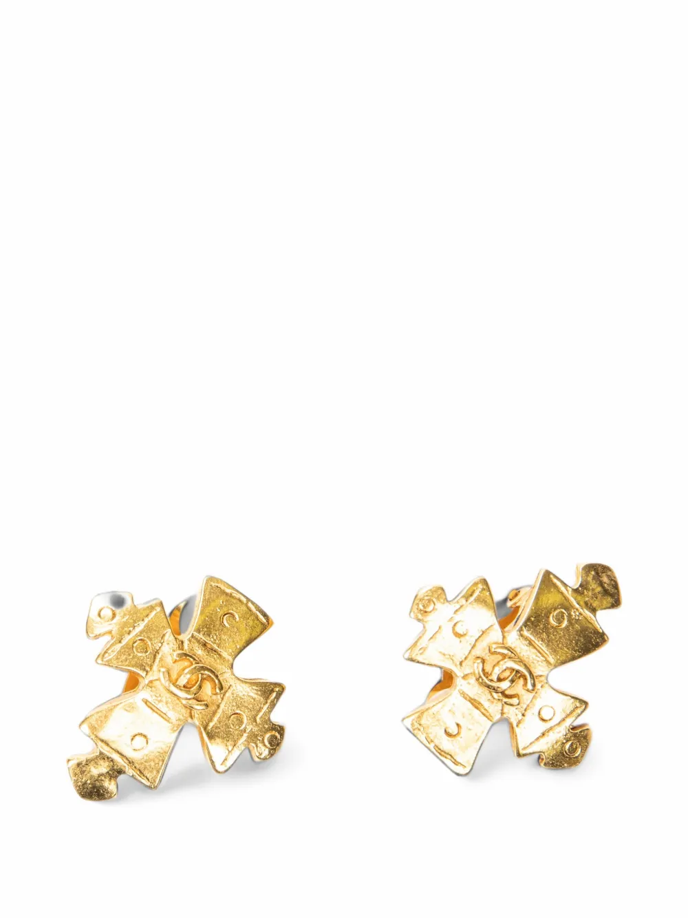CHANEL Pre-Owned CC Cross clip-on earrings - Gold