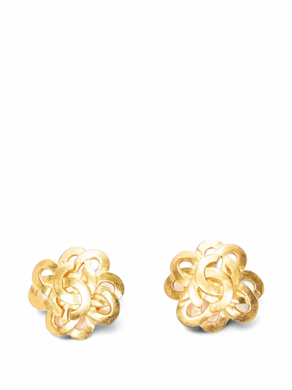 CHANEL Pre-Owned CC interlocking clip-on earrings - Gold