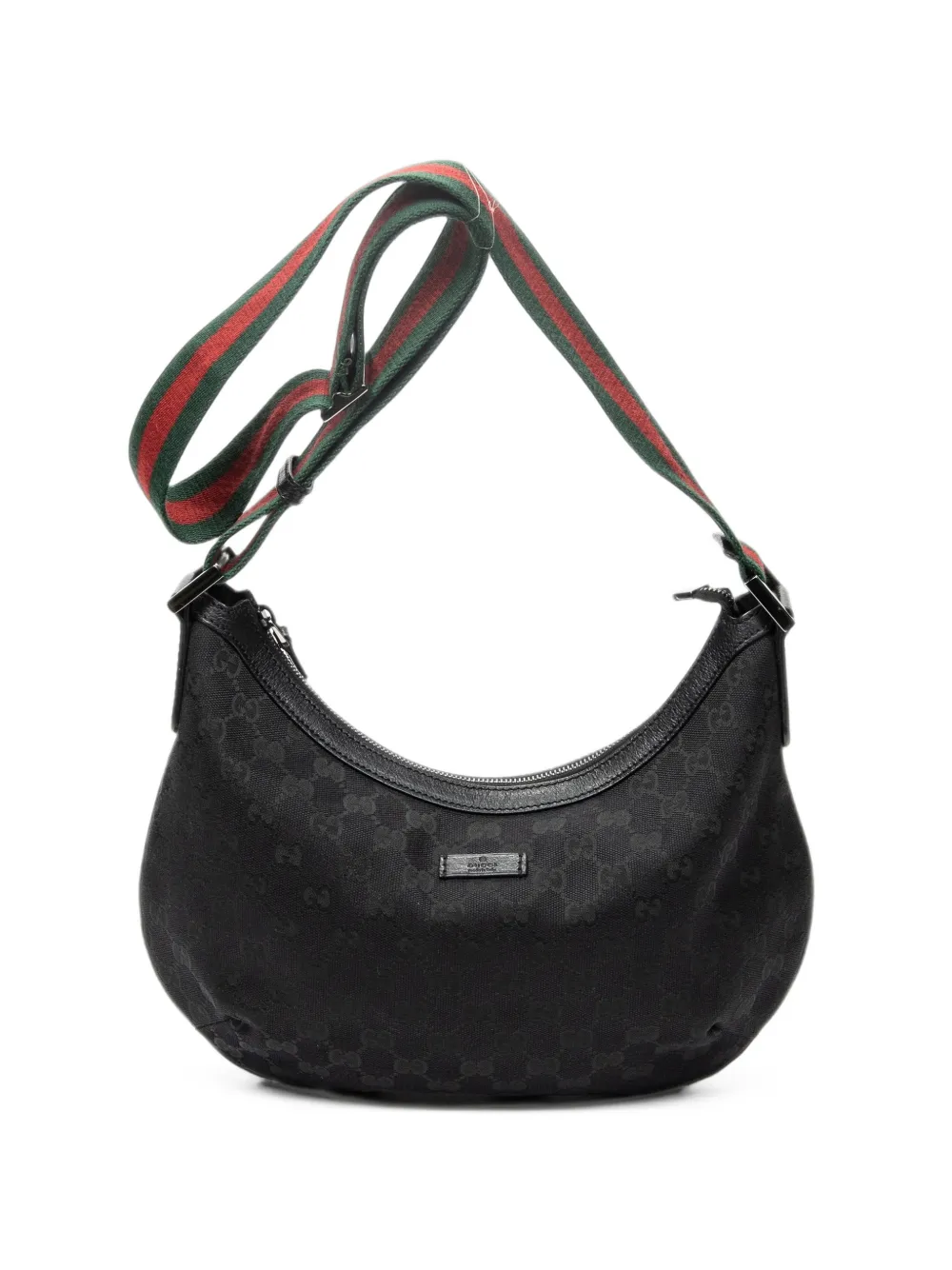 Gucci Pre-Owned Web Halfmoon messenger shoulder bag - Nero