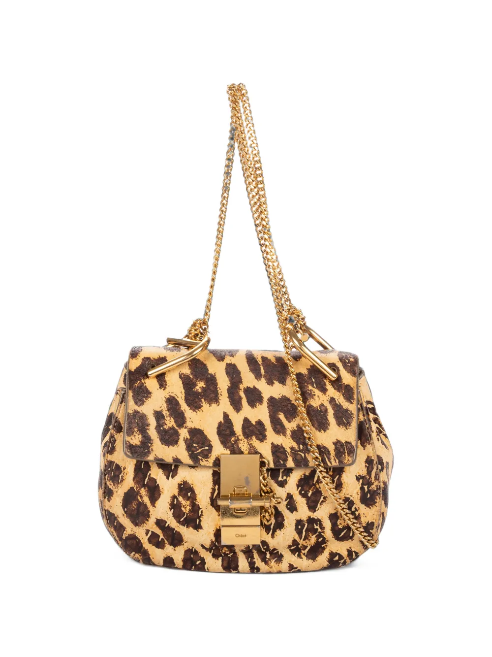 Chloé Pre-Owned mini Drew leopard-print shoulder bag - Nude