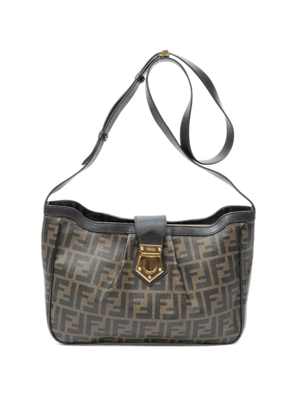 Fendi Pre-Owned Zucca buckle zip-fastening cross body bag - Braun