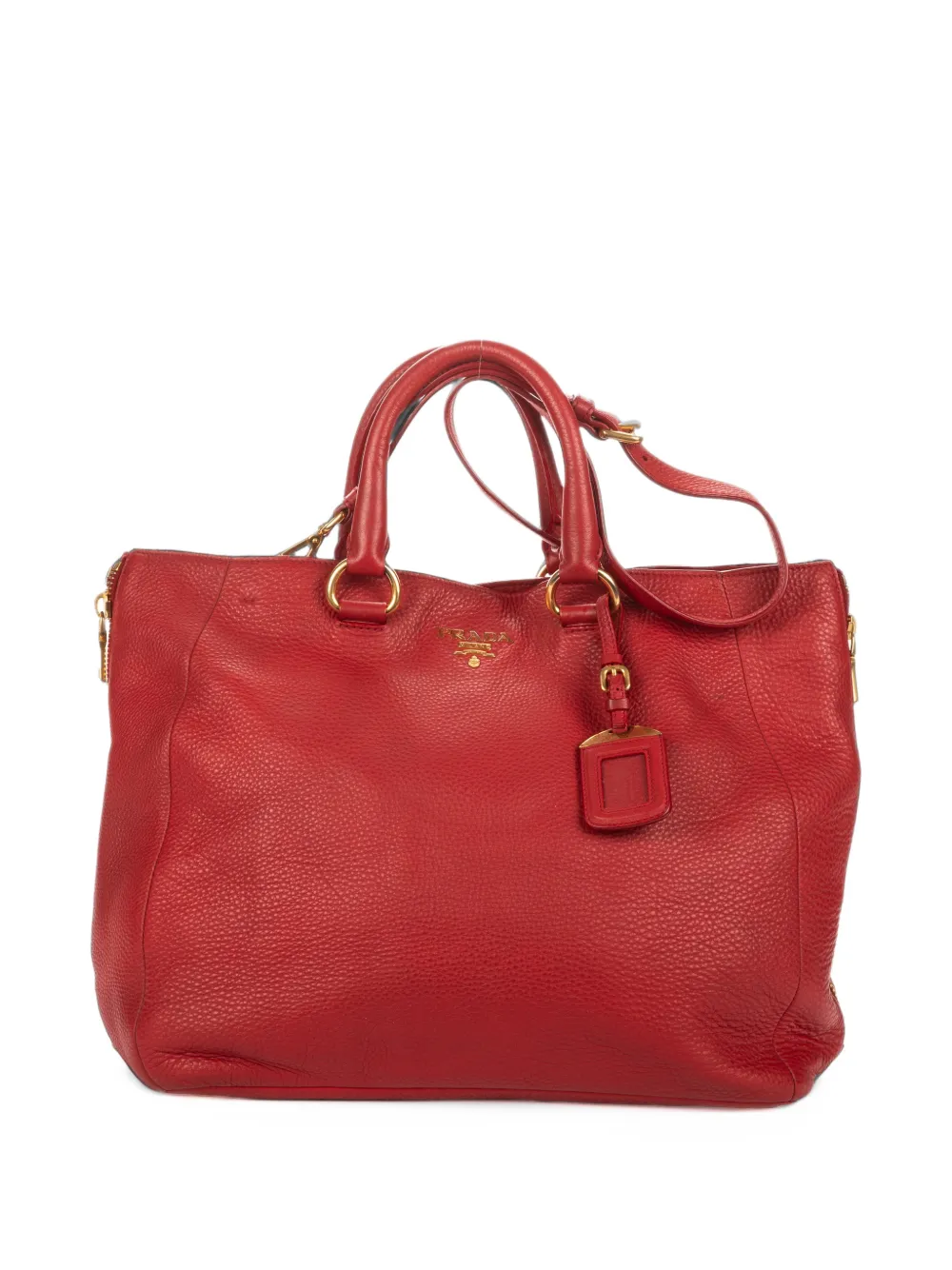 Prada Pre-Owned tall Vitello Daino shopping tote bag - Rosso