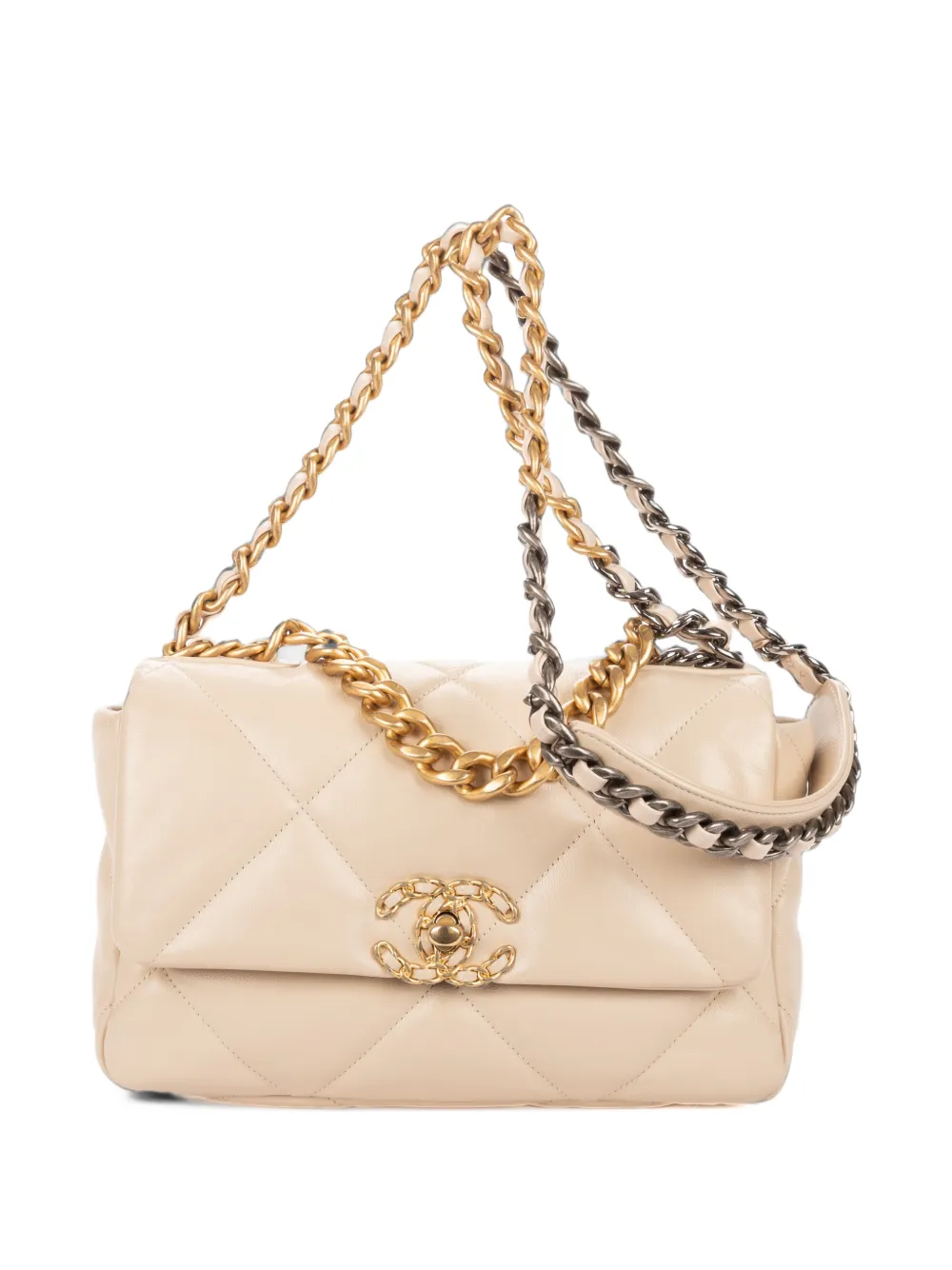 CHANEL Pre-Owned Classic 19 quilted leather cross body bag - Neutrals