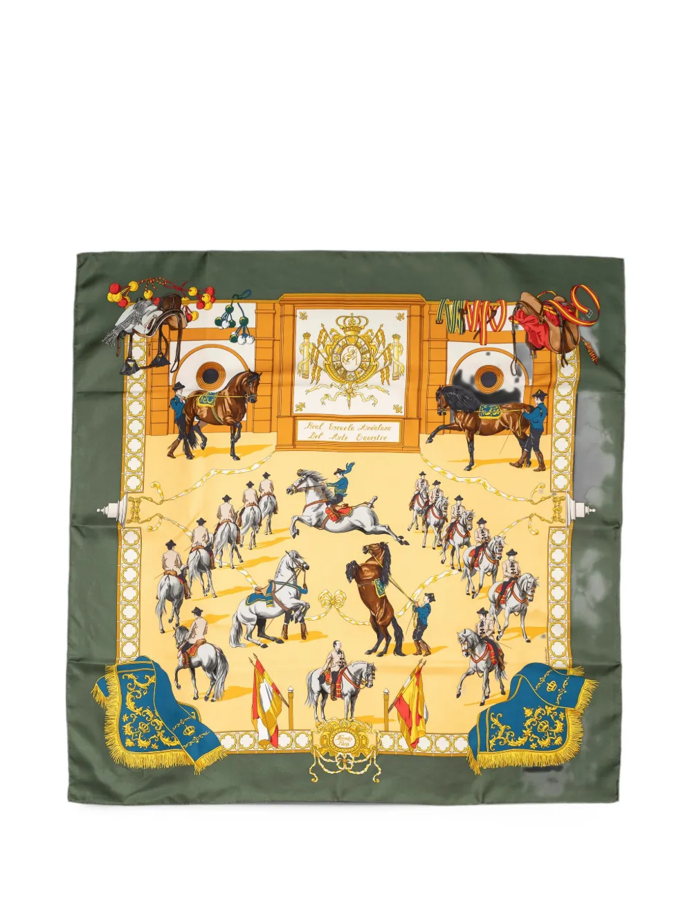 Hermès Pre-Owned Real Escuela Andaluza equestrian-print scarf - Gelb