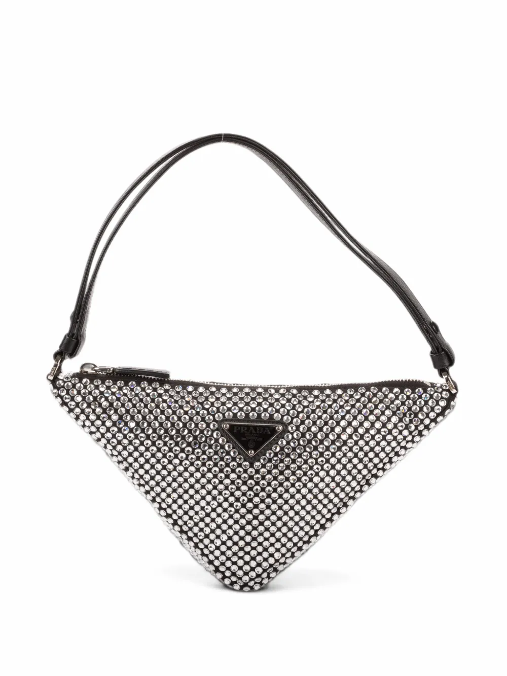 Prada Pre-Owned Borsa a spalla Triangle con cristalli - Argento