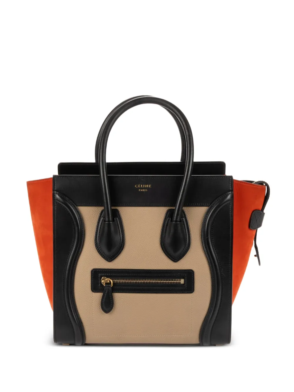 Celine Pre-Owned Micro Tri-color Luggage leather tote bag - Orange