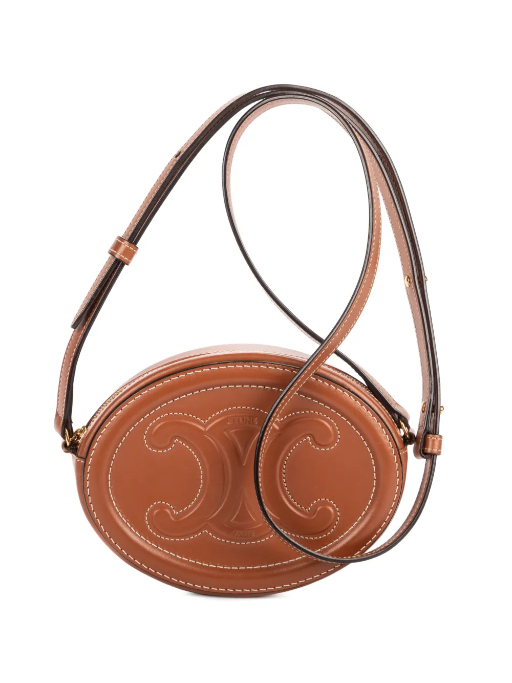 Celine Pre-Owned Triomphe oval mini bag - Marrone